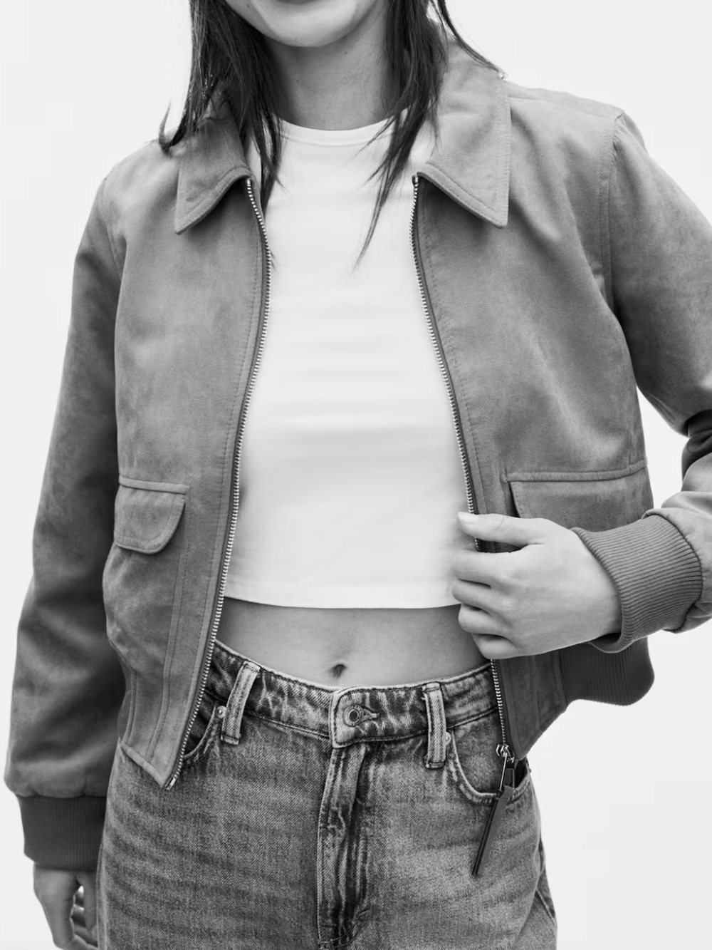 H&M Faux Suede Bomber Jacket